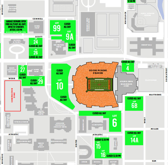 Screenshot of The Garage restaurant in relation to OSU campus.
